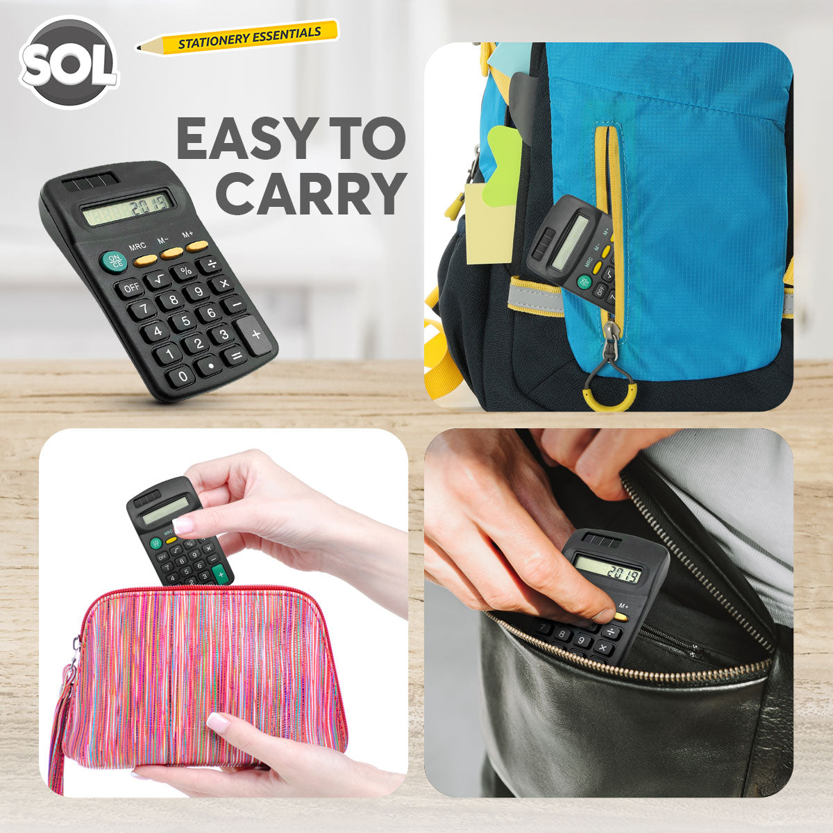 2-20 Mini Pocket Calculator Small| 8 Digit Display Office Home School Stationery