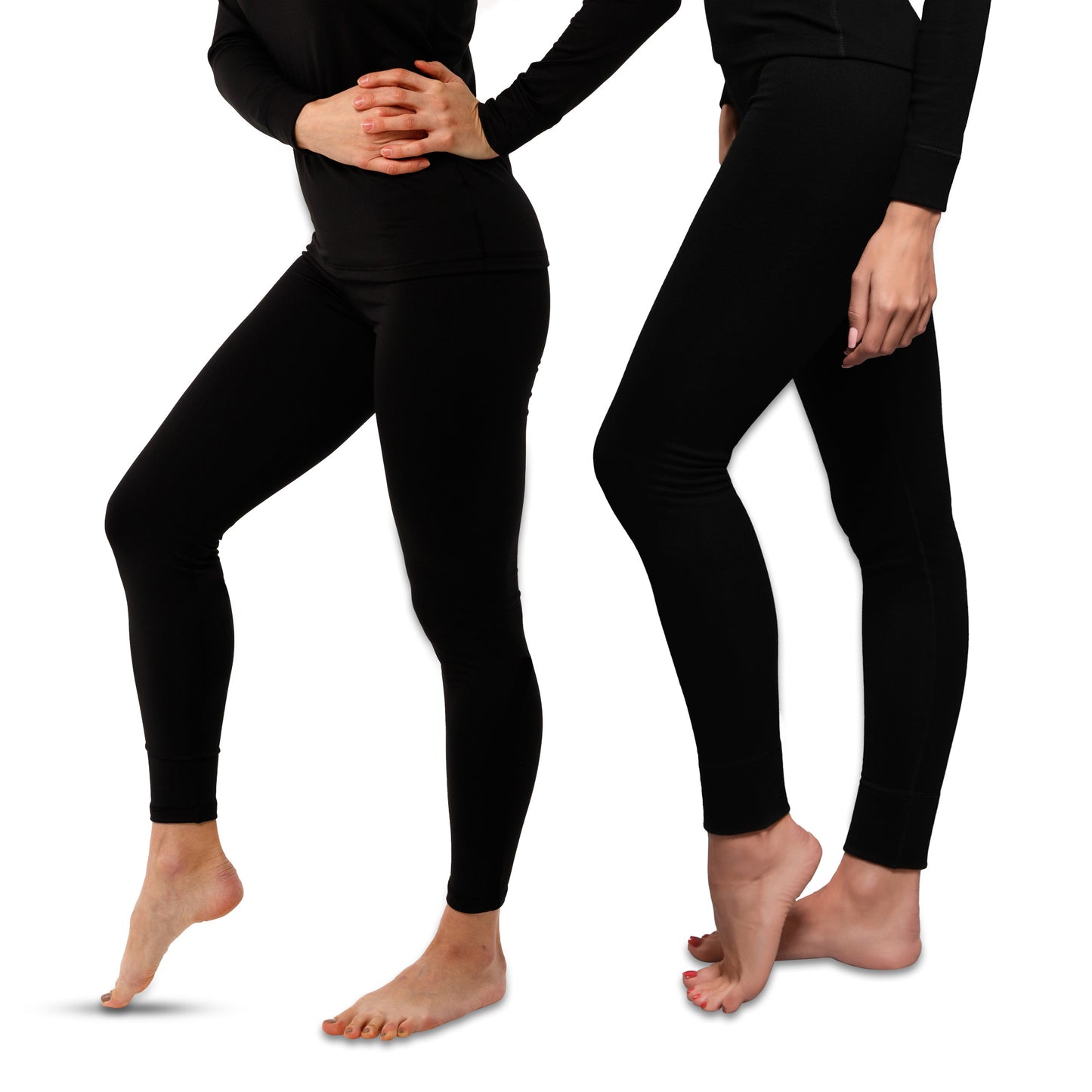 SOL 2pk Medium Black Thermal Leggings for Women - Fleece Lined Winter Leggings, Thermal Trousers for Women UK - Warm Winter Clothes, Ladies Thermal Fleece Leggings