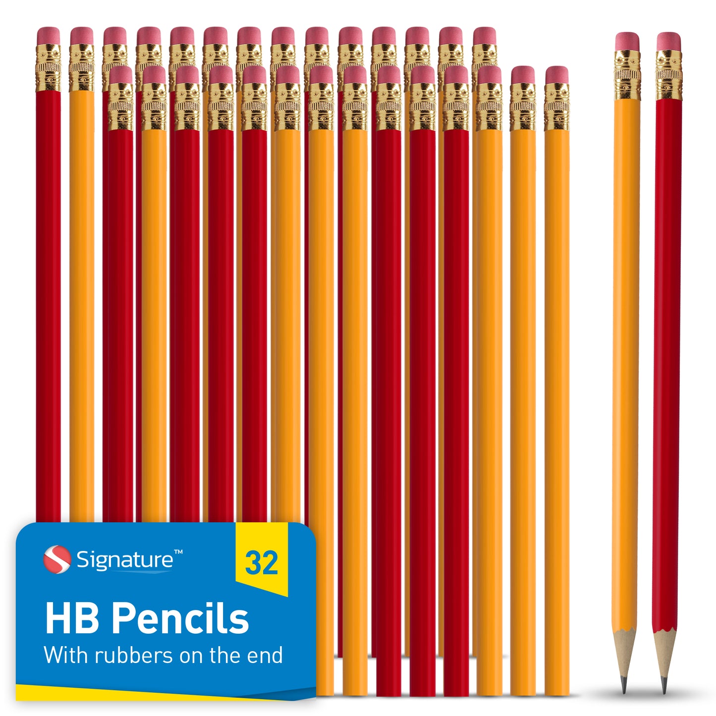16-96 Strong HB Pencils with Eraser Rubber Tips Office School Drawing Art Craft