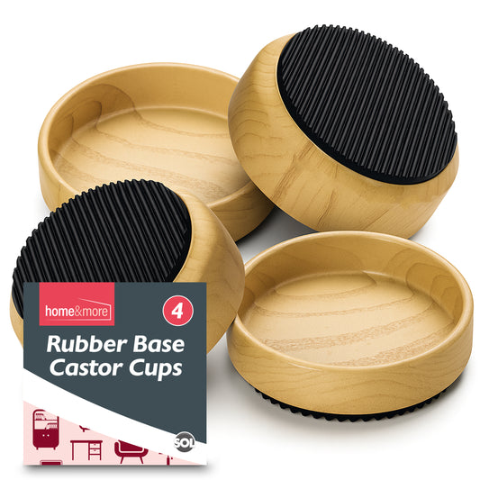 Rubber Castor Cups | Non-Slip Furniture Floor Protectors | 4 Pack