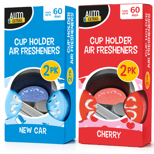Cup Holder Car Air Freshener | New Car & Cherry Scent | 4 Pack