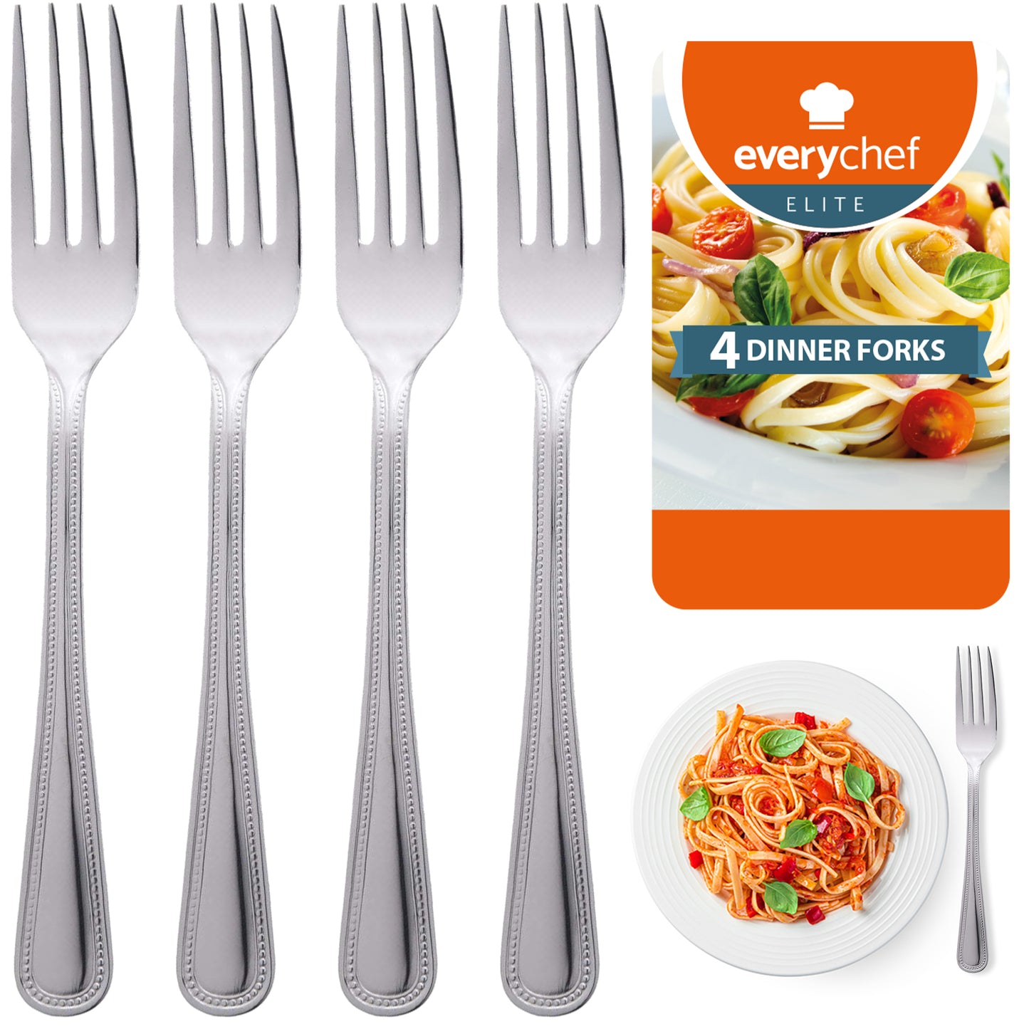 Stainless Steel Dinner Forks Cutlery Set | Kitchen Dining | 4 Pack