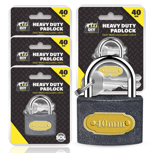 4/6pk Padlock 40mm Heavy Duty Iron Outdoor Shed Safety Security Shackle Lock 4 Key