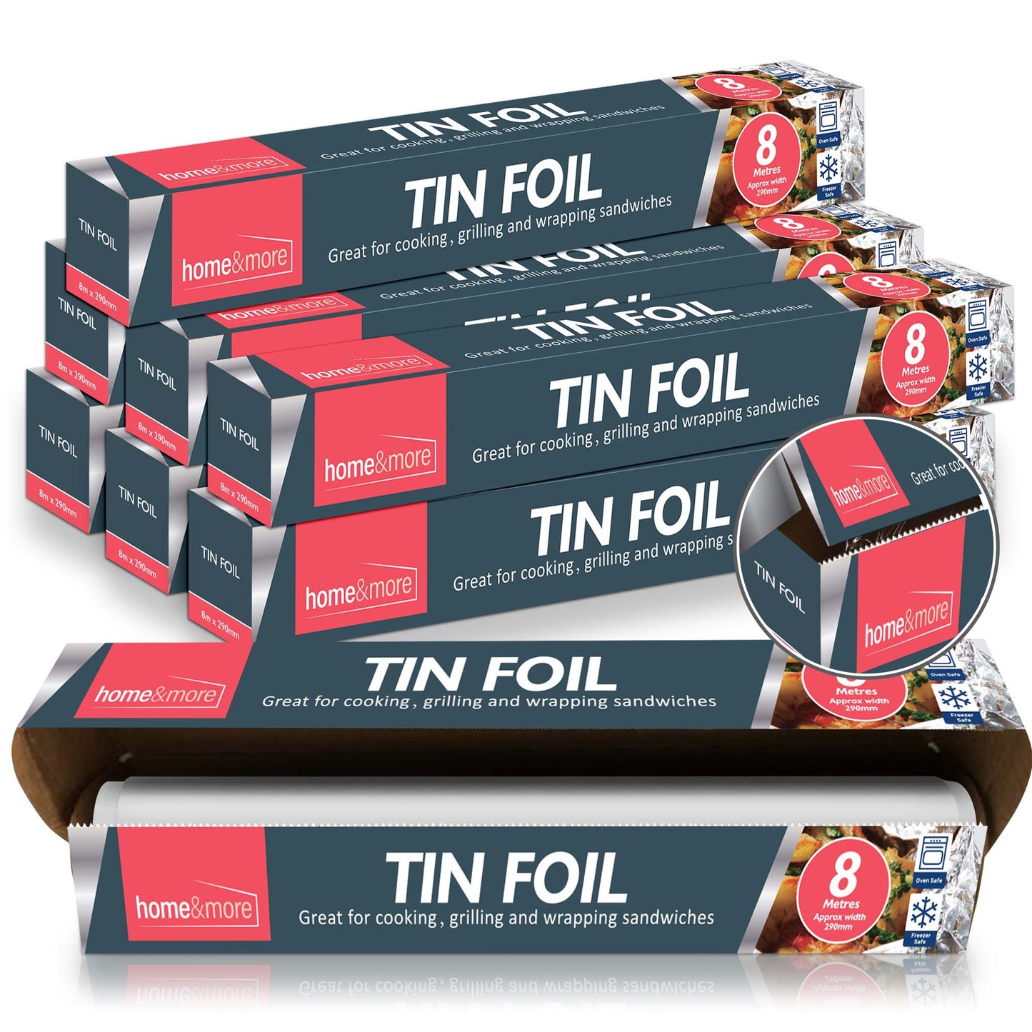 Tin Foil Roll Aluminium 8M x 29cm | Non-Stick Kitchen BBQ | 8 Pack