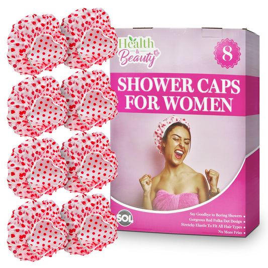 Shower Caps for Women | Waterproof Hair Bath Caps | 8 Pack