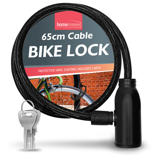 Bike Lock Cable with Keys 650mm | Steel Bicycle Security | 2 Pack
