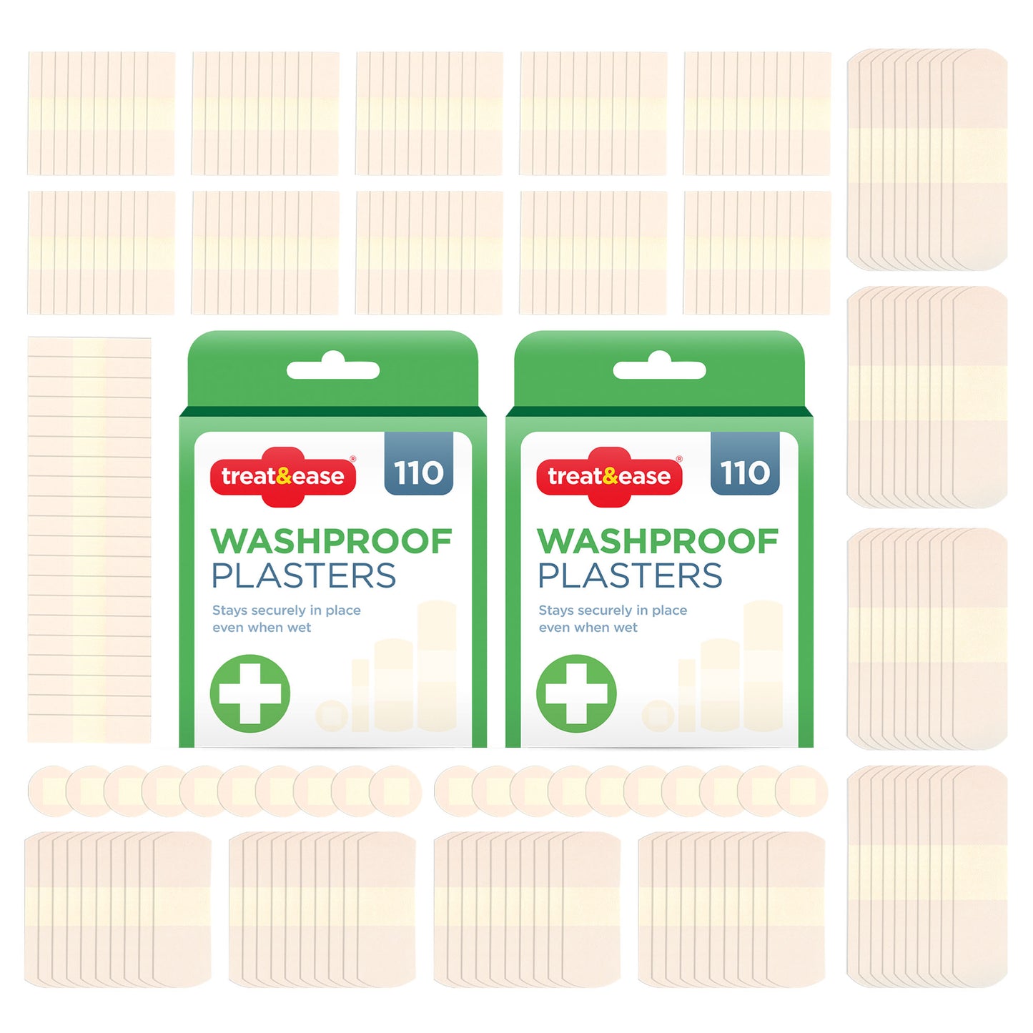 110–440 Pack Waterproof Washproof Plasters | First Aid for Kids & Adults