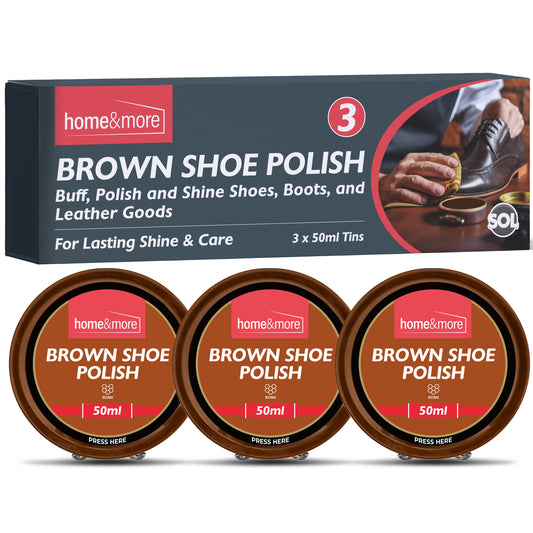 Wax Shoe Polish Brown 50ml Leather Boot Cleaner | 3 Pack