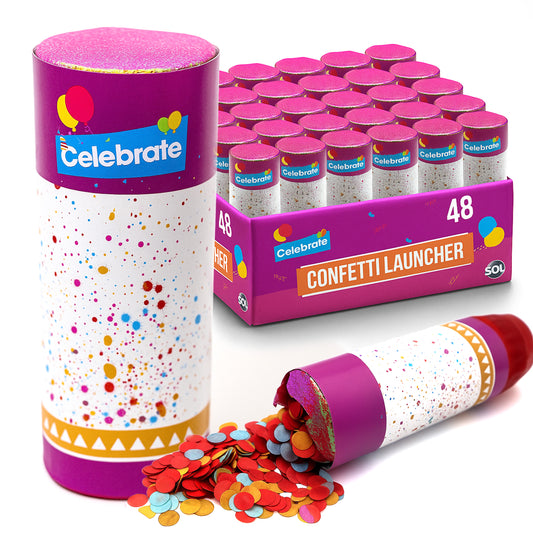 Confetti Cannons | Parties Weddings Birthdays Celebrations | 48 Pack