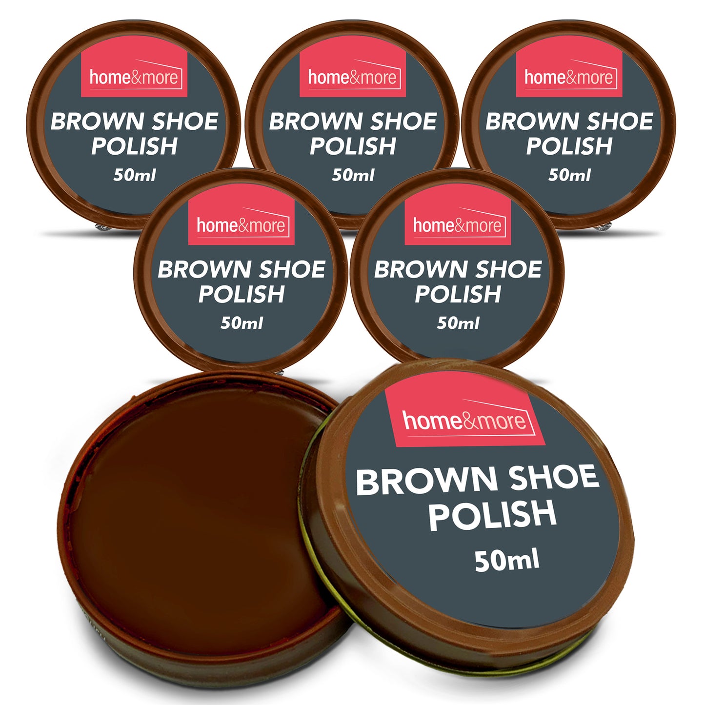 Wax Shoe Polish Brown 50ml | Leather Boot Cleaner | 6 Pack