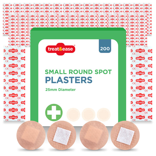 Round Spot Plasters 2.5cm | Washproof First Aid | 200 Pack