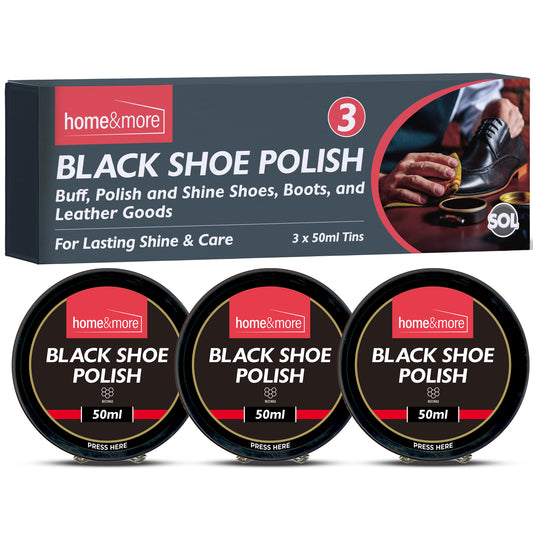 Wax Shoe Polish Black 50ml | Leather Boot Cleaner | 3 Pack