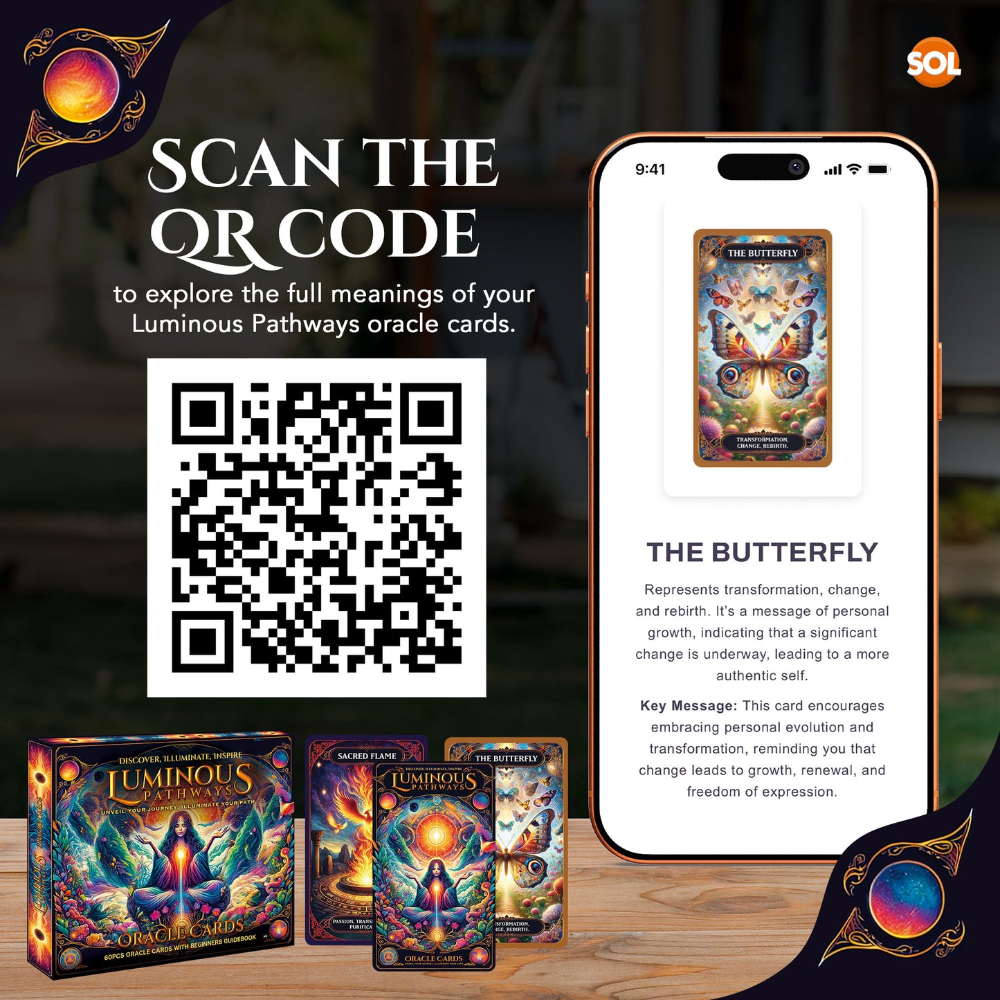 Luminous Oracle Cards Deck with Guide Book Tarot 60 Card New Energy Game