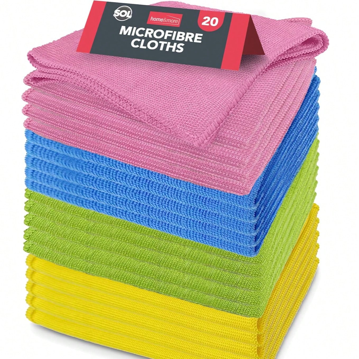 SOL 20pk Microfibre Cloths, 28cmx28cm MIcro Fibre Towels For Car Polishing, Interior And Exterior Window Cleaning, All Purpose Use For Home And Kitchen, Microfiber Absorbent, Ideal For Detailing