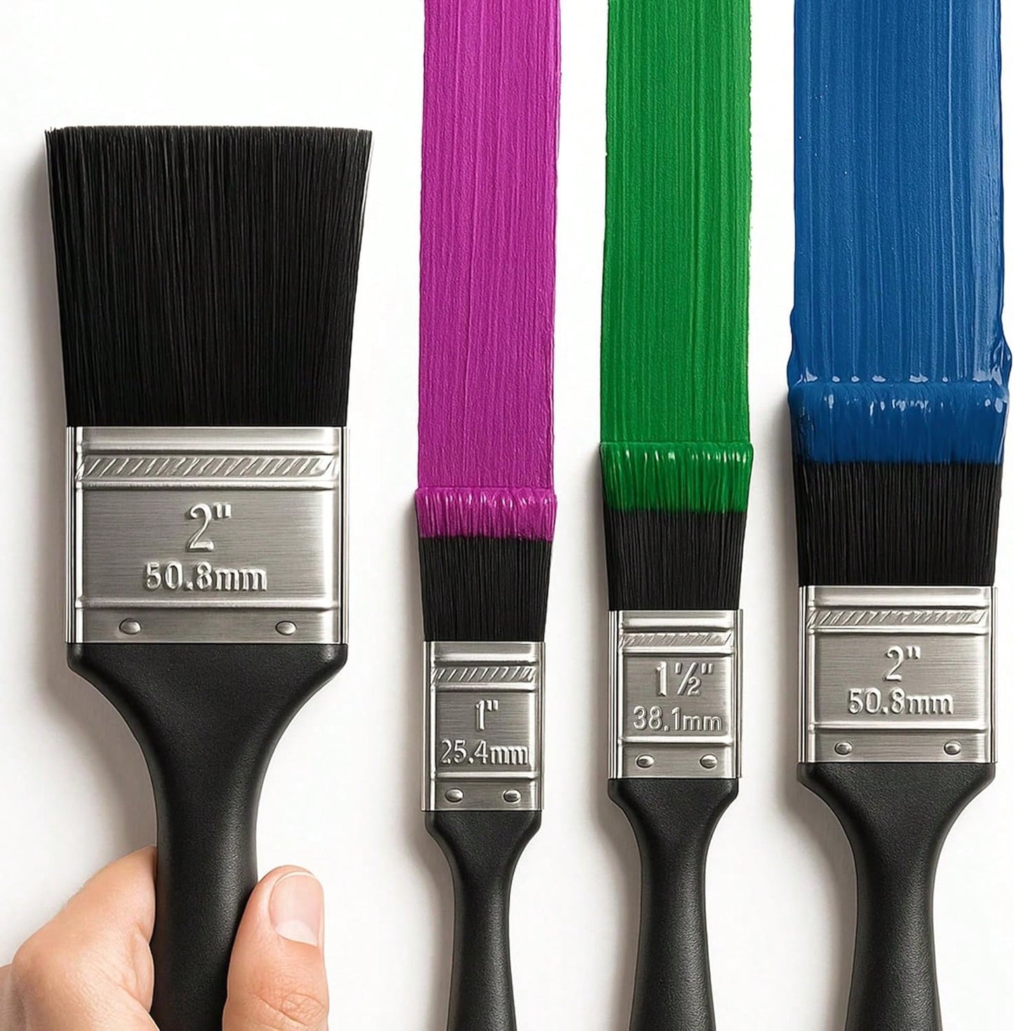 SOL 3pk Paint Brushes Set - 1", 1.5", 2" Paint Brushes Decorating Set - Ideal For DIY - Multipurpose, Interior And Exterior Painting, No Bristle Loss, Wood Wall Ceiling Cutting