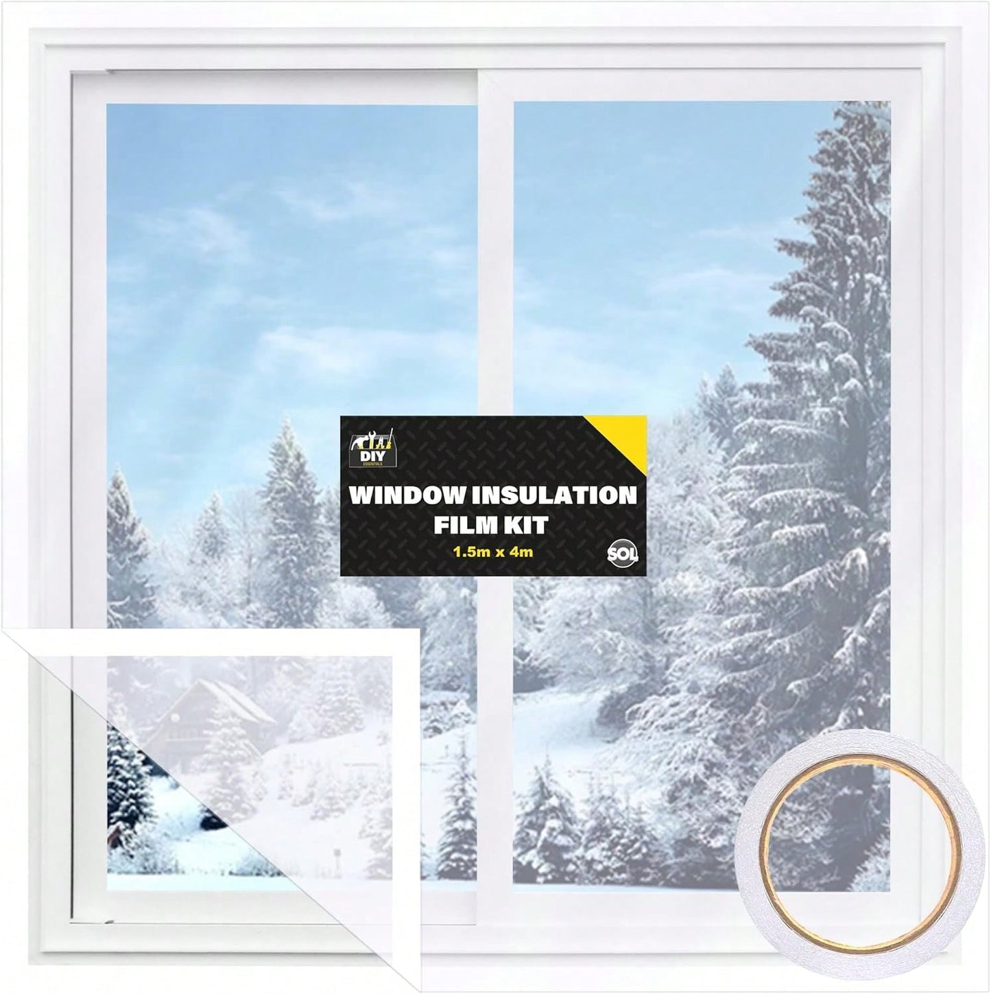 SOL 1.5m X 4m Window Insulation Film Kit – Thermal Control For Summer & Winter – Heat Blocking, UV Protection, Glare Reduction, Sun Shield, Draft Excluder & Double Glazing Insulation Film