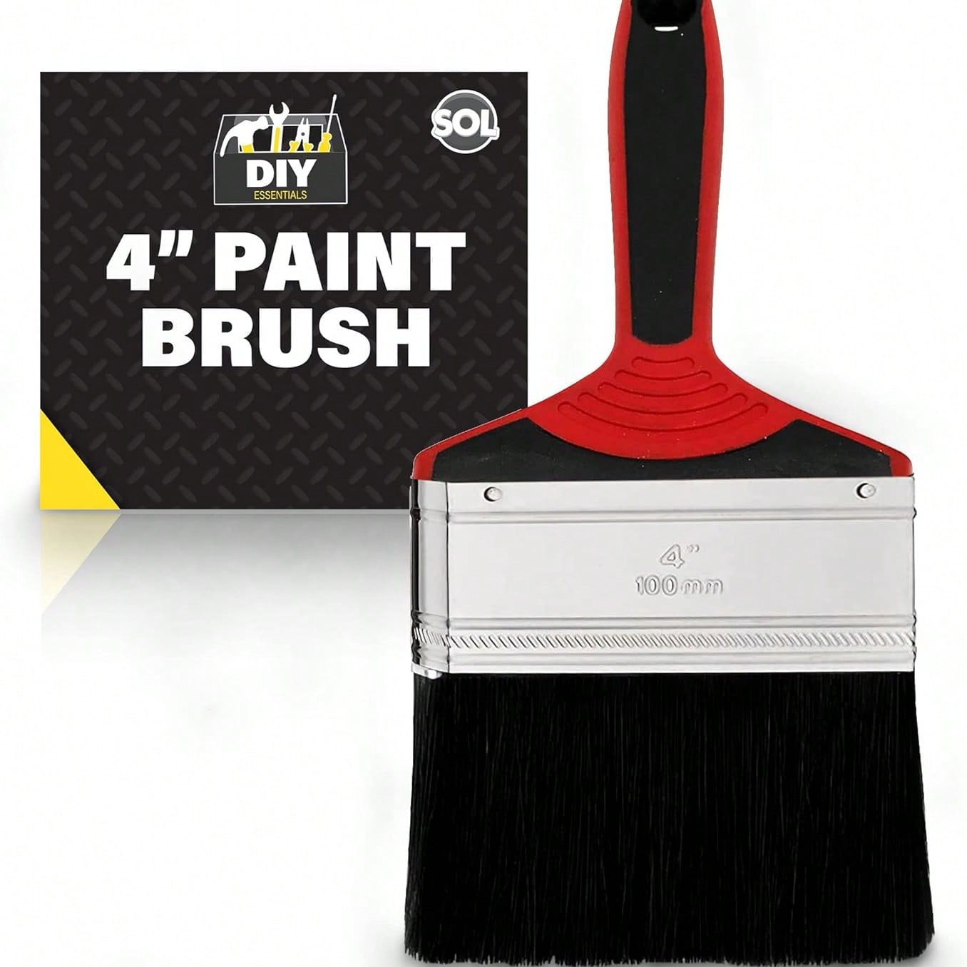 SOL 4 Inch Paint Brush - Fence Paint Brush For Interior And Exterior - Ideal For DIY, Walls, Woodwork, And Home Renovation - Soft Bristles For Smooth Finish