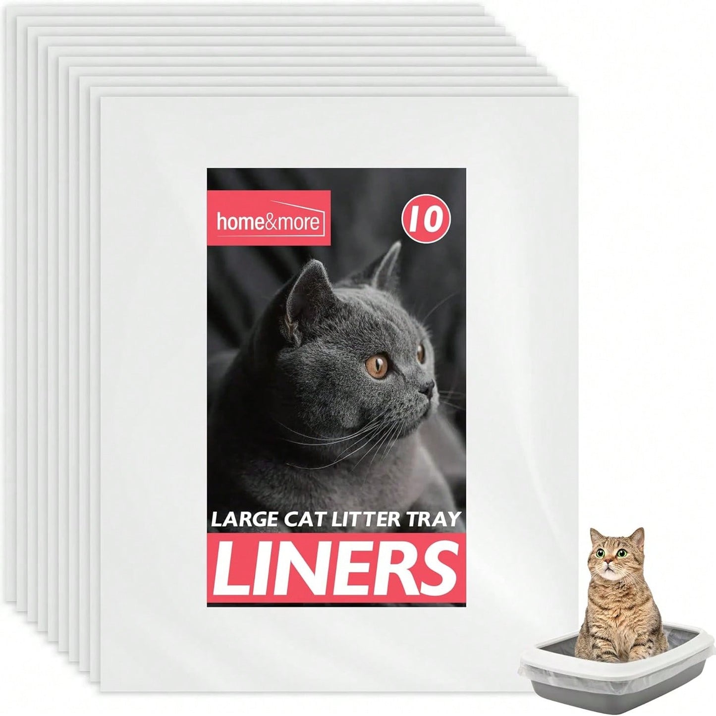 SOL 10pk Extra Large Cat Litter Tray Liners, 56cm X 70cm Thick Leak Proof Litter Bags, Tear-Resistant And Leak Proof Design For Easy Cleanup, Fit To Small To Large Cat Tray, Effortless Setup & Removal