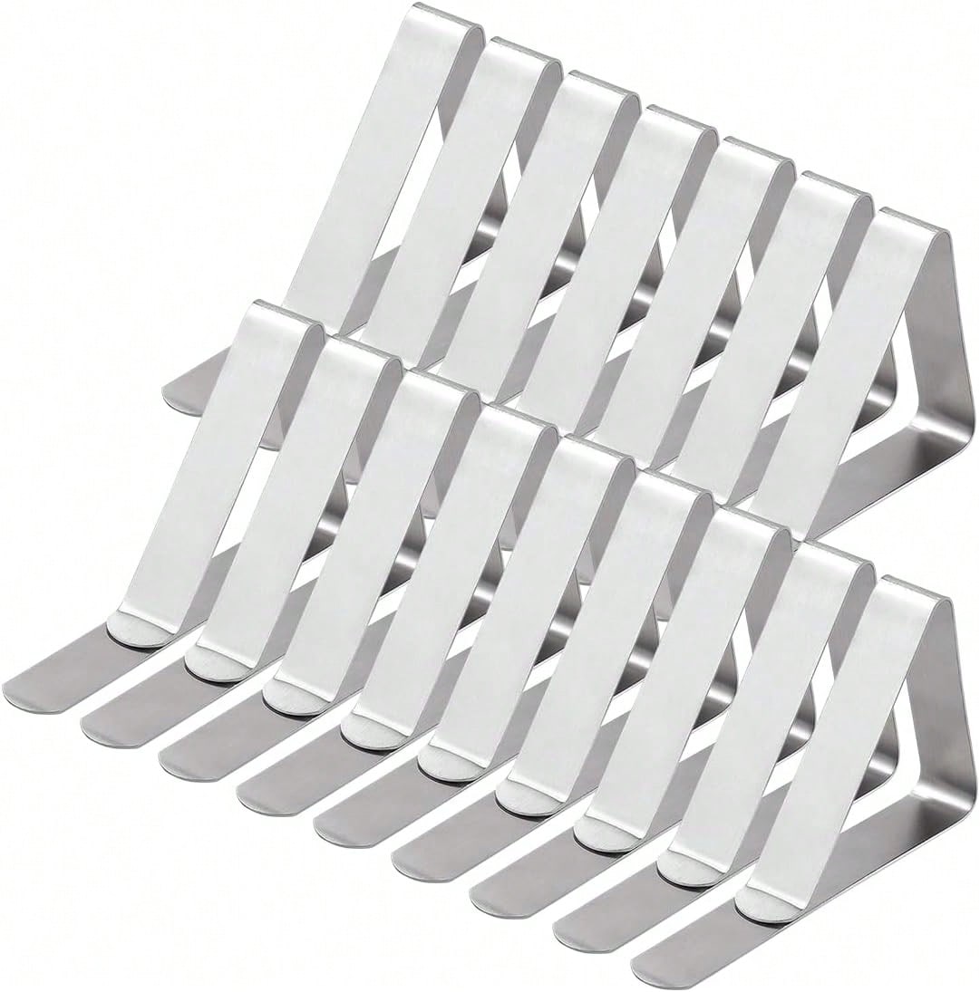 SOL 16pk Stainless Steel Tablecloth Clips - Metal Table Clips For Tablecloths, Party Tables, Indoor & Outdoor Use - Durable Tablecloth Holders