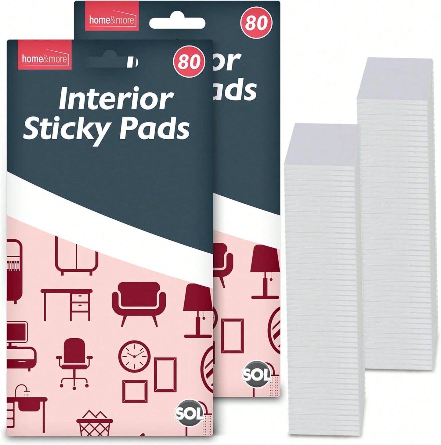 SOL 160pcs Interior Sticky Pads - 20mm Double-Sided Sticky Foam Pads For Wall Mounting, Card Making & Crafts - Heavy-Duty Square Adhesive Sticky Fixers