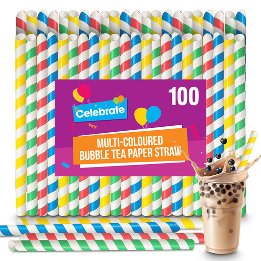 Paper Bubble Tea Straws Extra Wide | Party & Drinks | 50 Pack