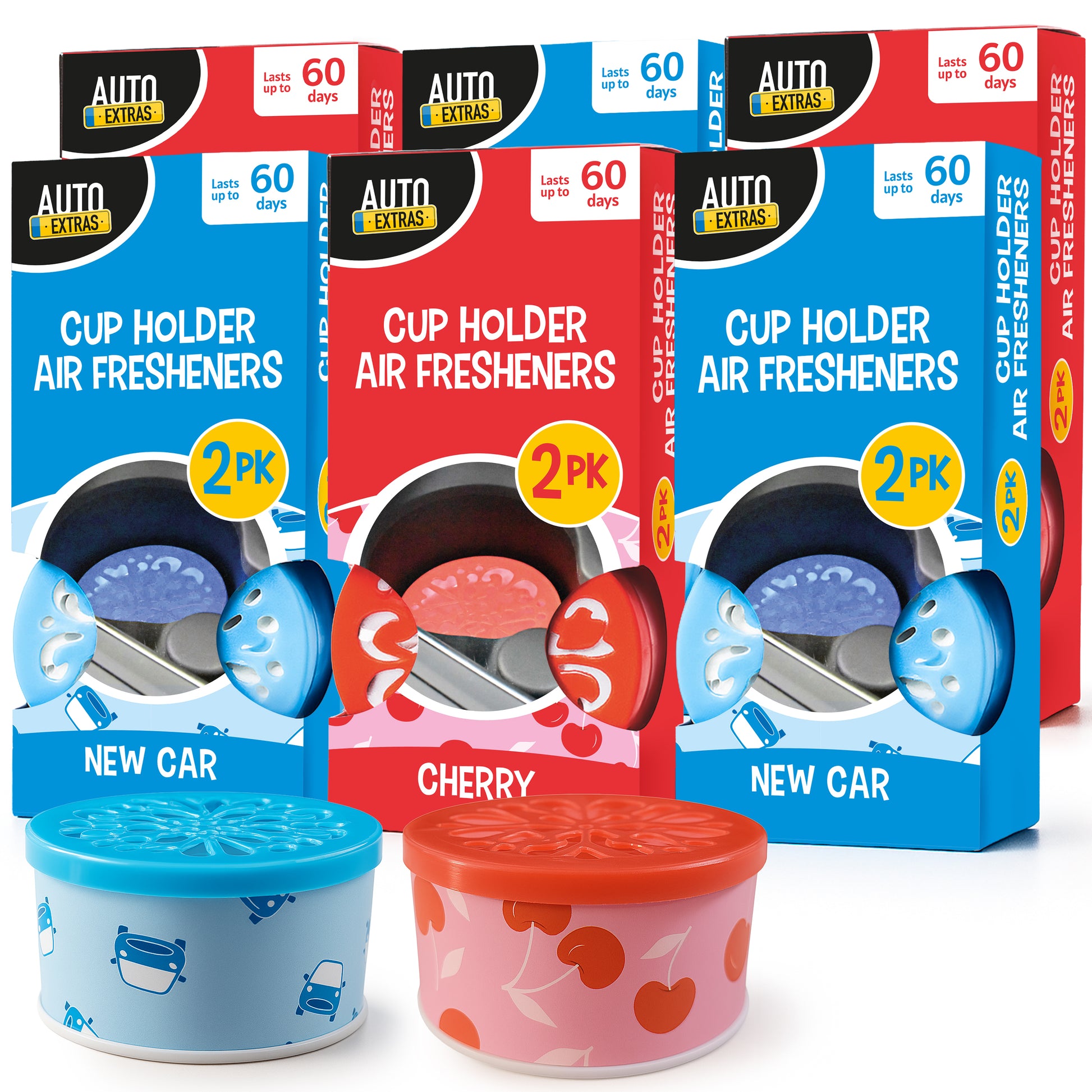 12pk Cup Holder Car Air Freshener in New Car Scent and Cherry Scent Assorted