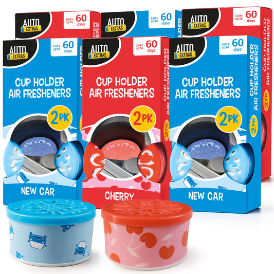 12pk Cup Holder Car Air Freshener in New Car Scent and Cherry Scent Assorted