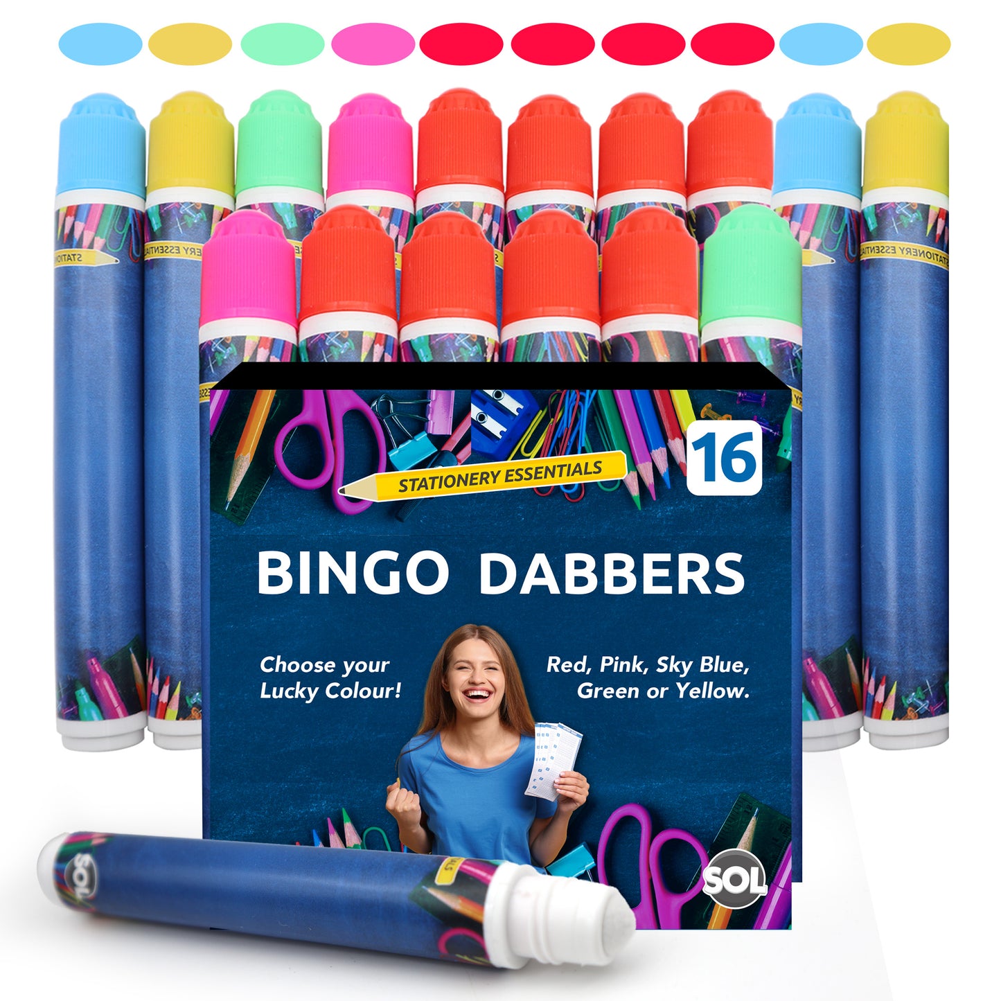 Bingo Dabber Pens | Mixed Colours Non-Drip | 8 Pack