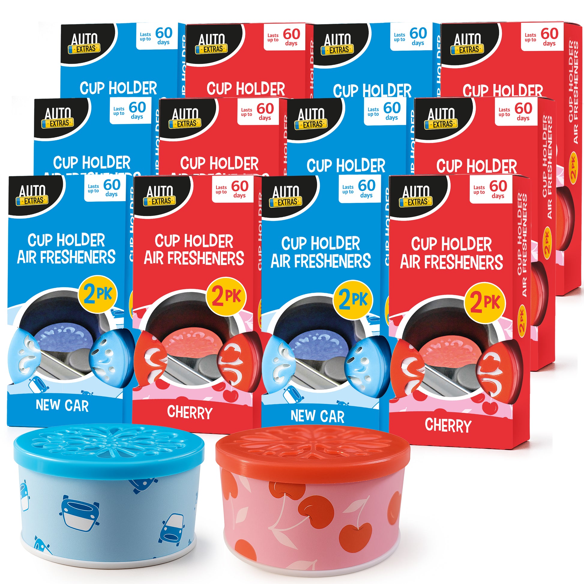 24pk Cup Holder Car Air Freshener in New Car Scent and Cherry Scent Assorted