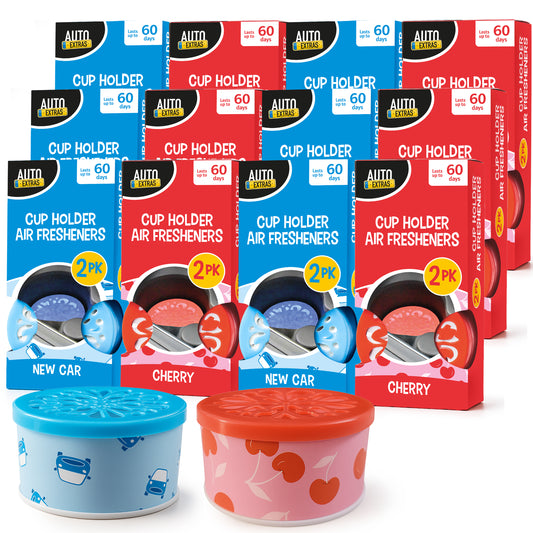 24pk Cup Holder Car Air Freshener in New Car Scent and Cherry Scent Assorted