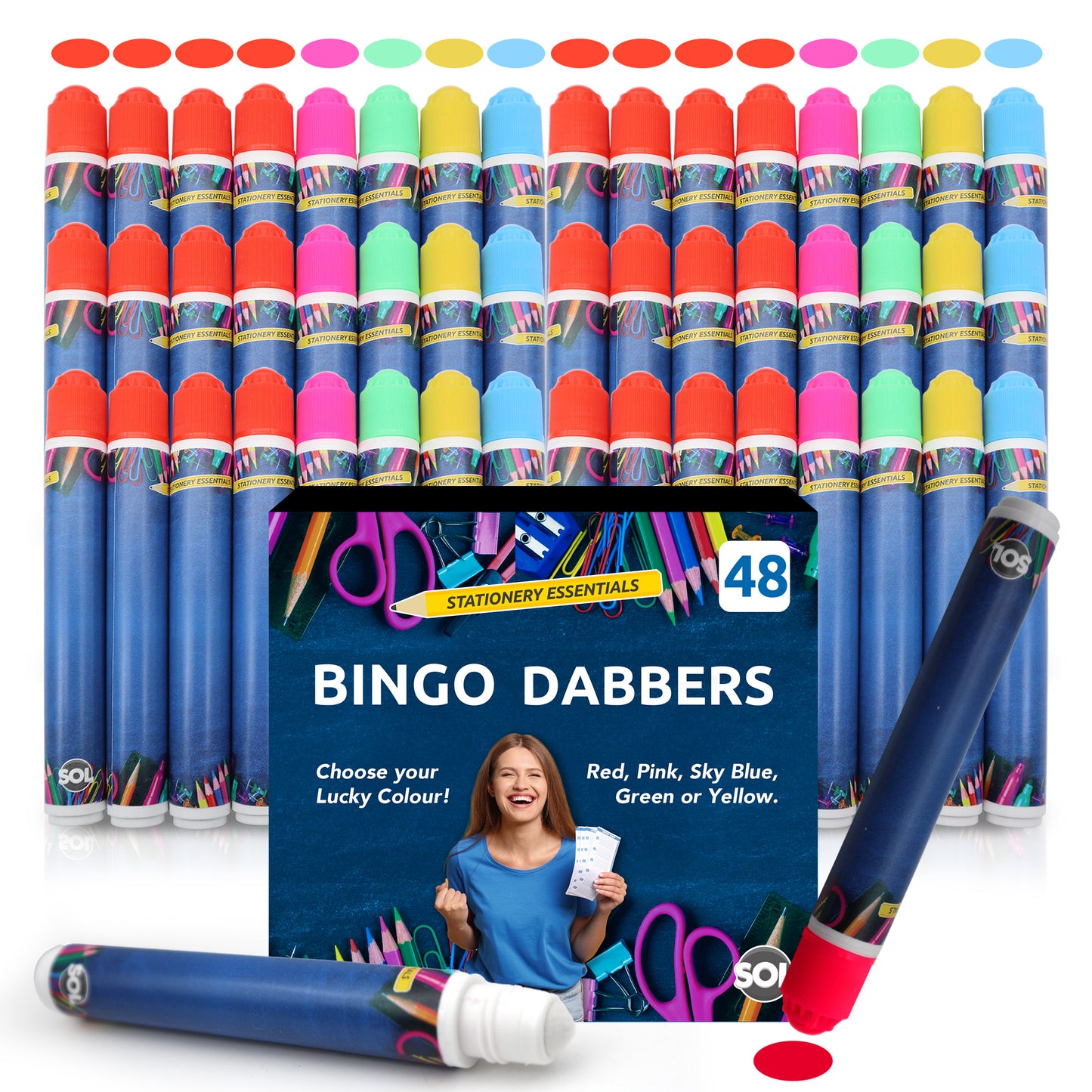 Bingo Dabber Pens | Mixed Colours Non-Drip | 8 Pack