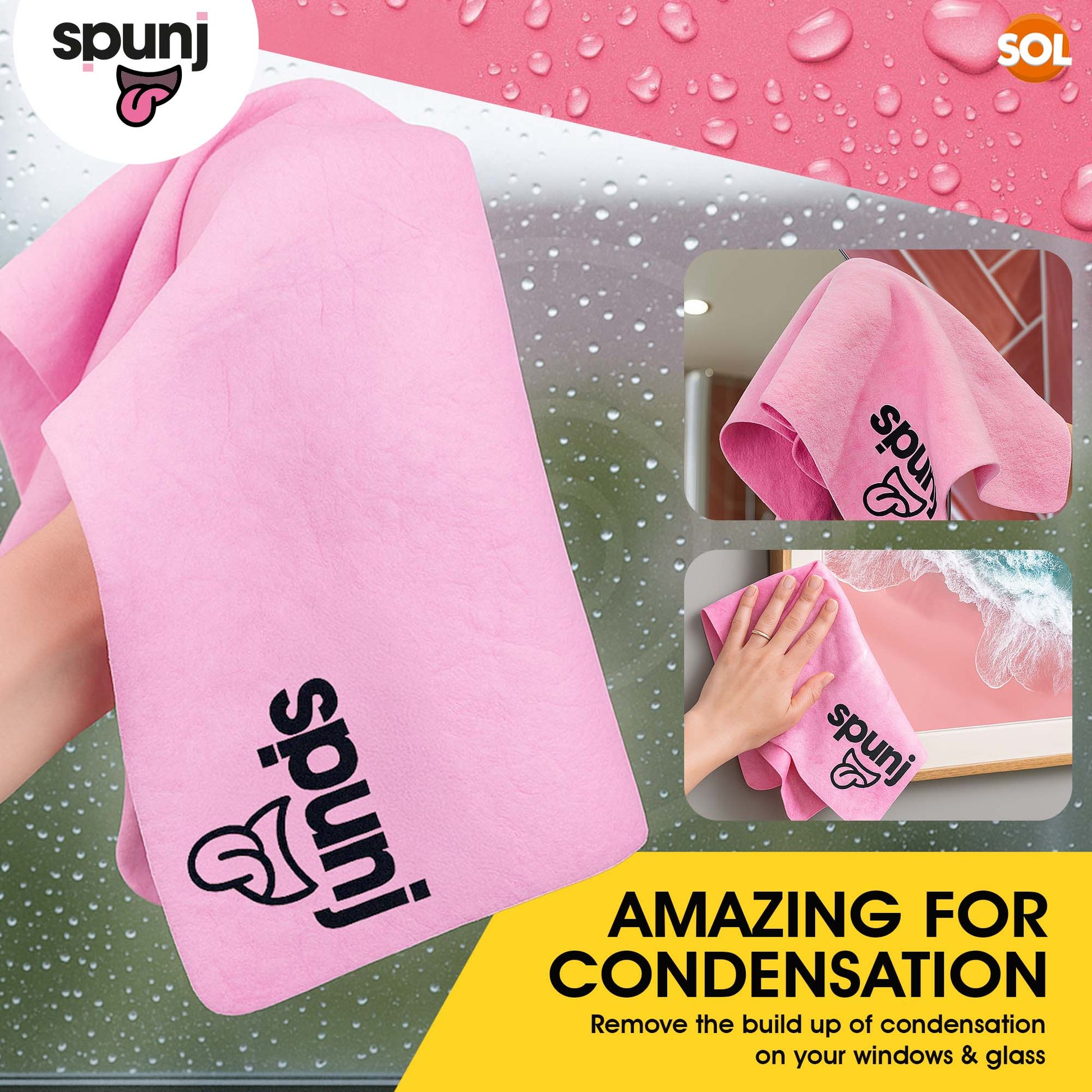 2X Spunj Cleaning Cloth Pink Sponge Huge Super Absorbent Kitchen Washing Car Pad