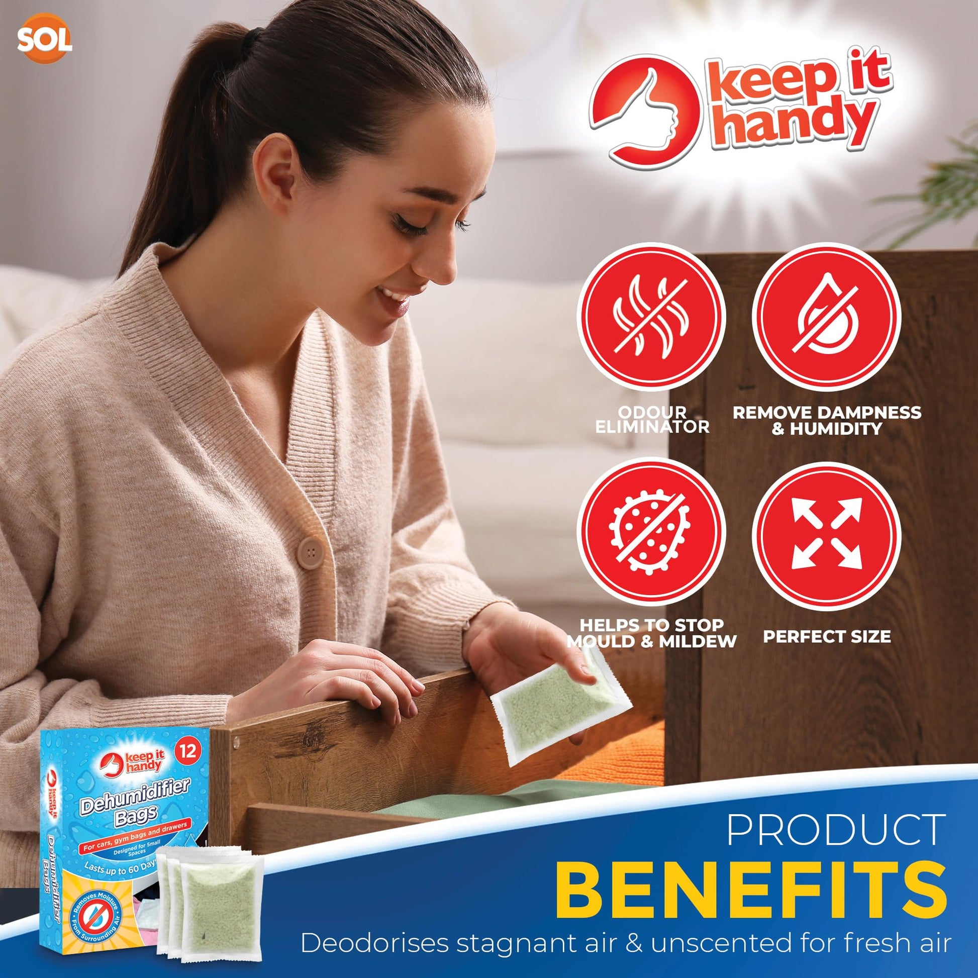 12-36 Small Space Dehumidifier Bags Wardrobe Sachets Damp Mould Moisture Drawers