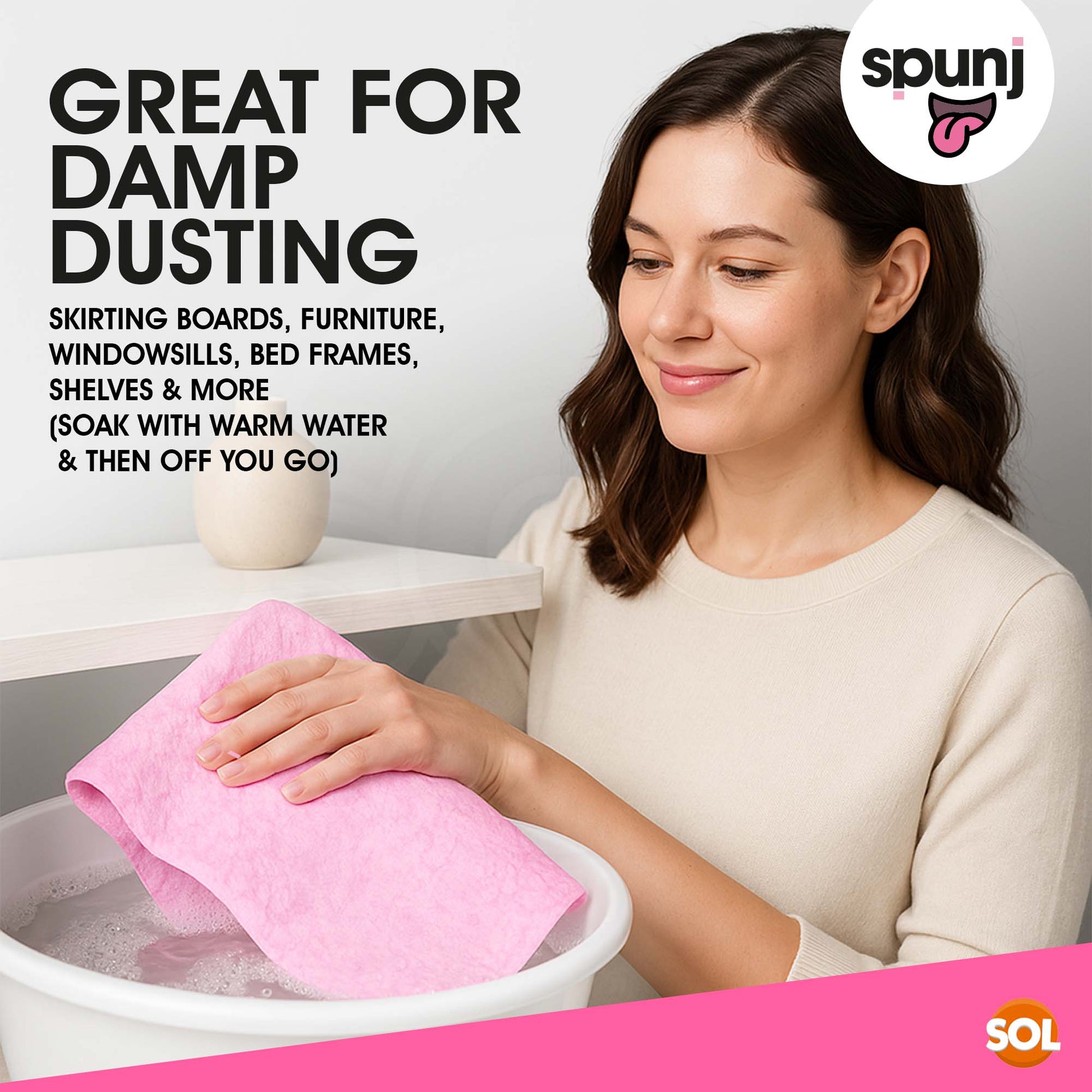 2X Spunj Cleaning Cloth Pink Sponge Huge Super Absorbent Kitchen Washing Car Pad