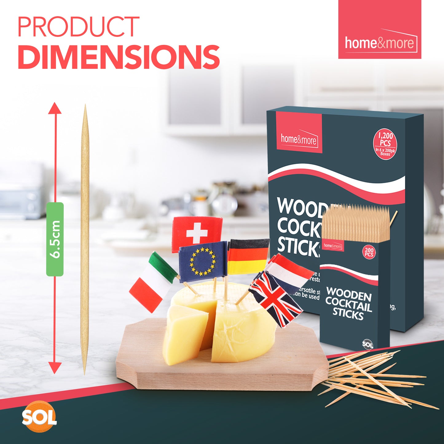 Bamboo Wooden Toothpicks | Cocktail Sticks & Floss | 1200 Pack