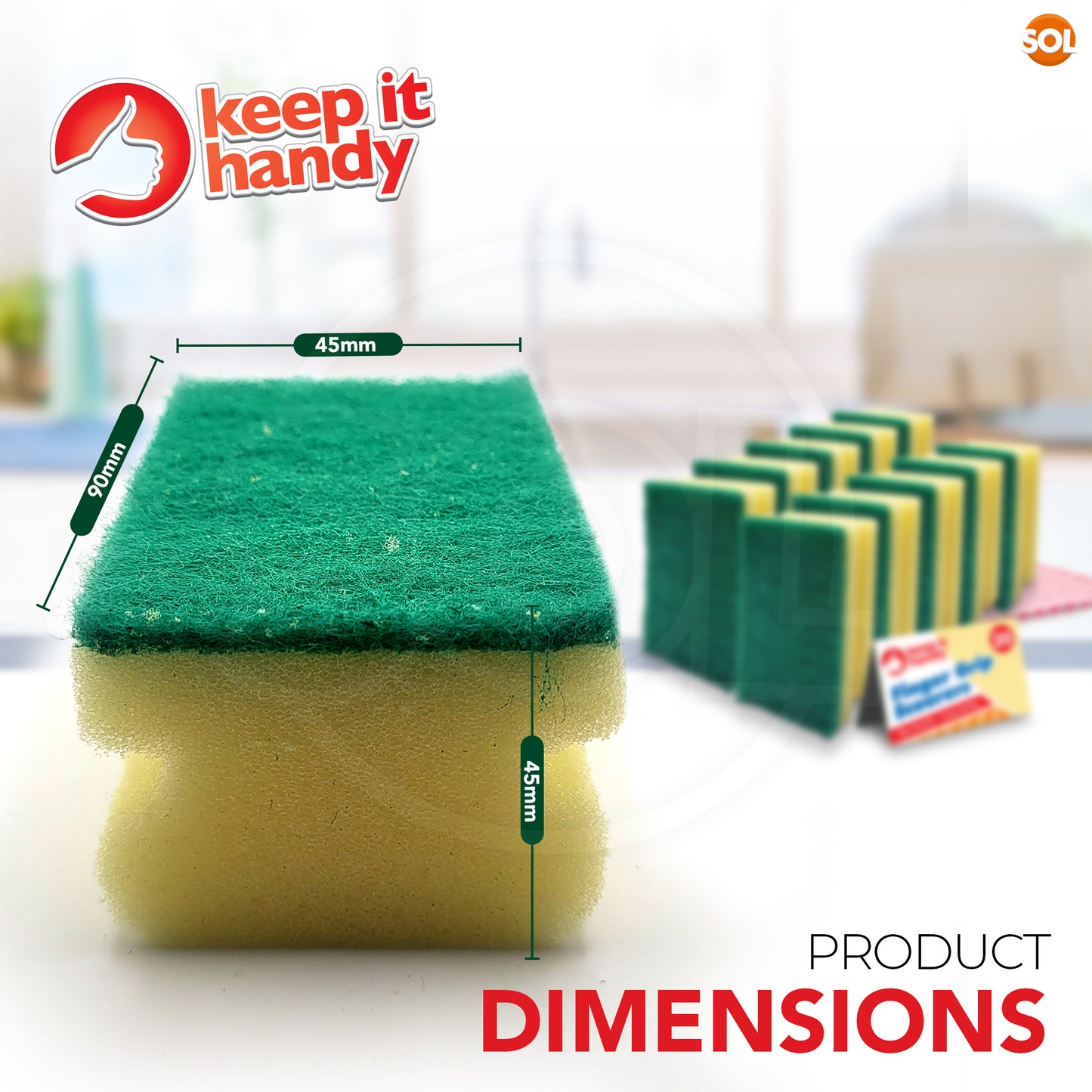 Heavy Duty Sponge Scourers | Finger Grip Kitchen Bathroom | 20 Pack