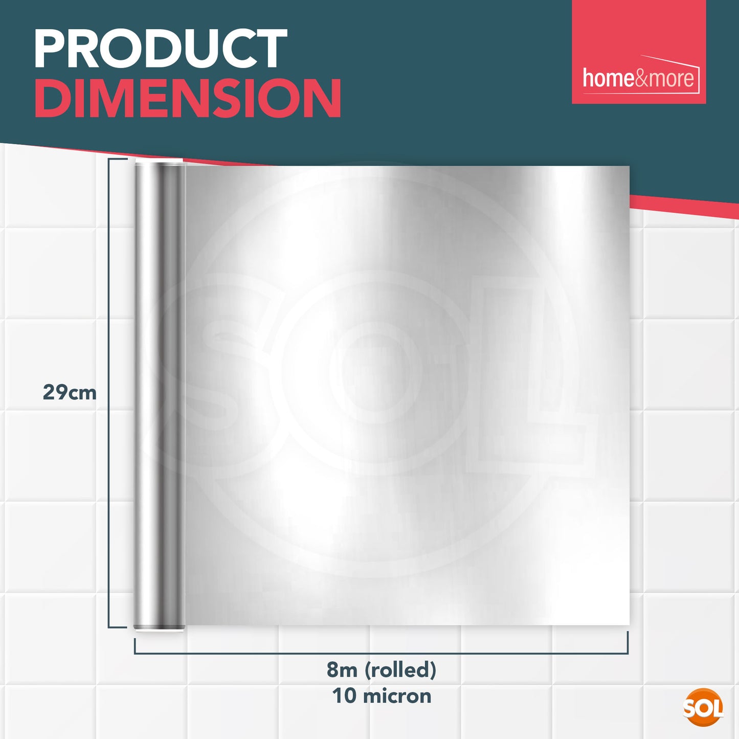 Tin Foil 8m x 29cm Non-Stick Aluminium | Wrapping Grilling BBQ | 24 Pack