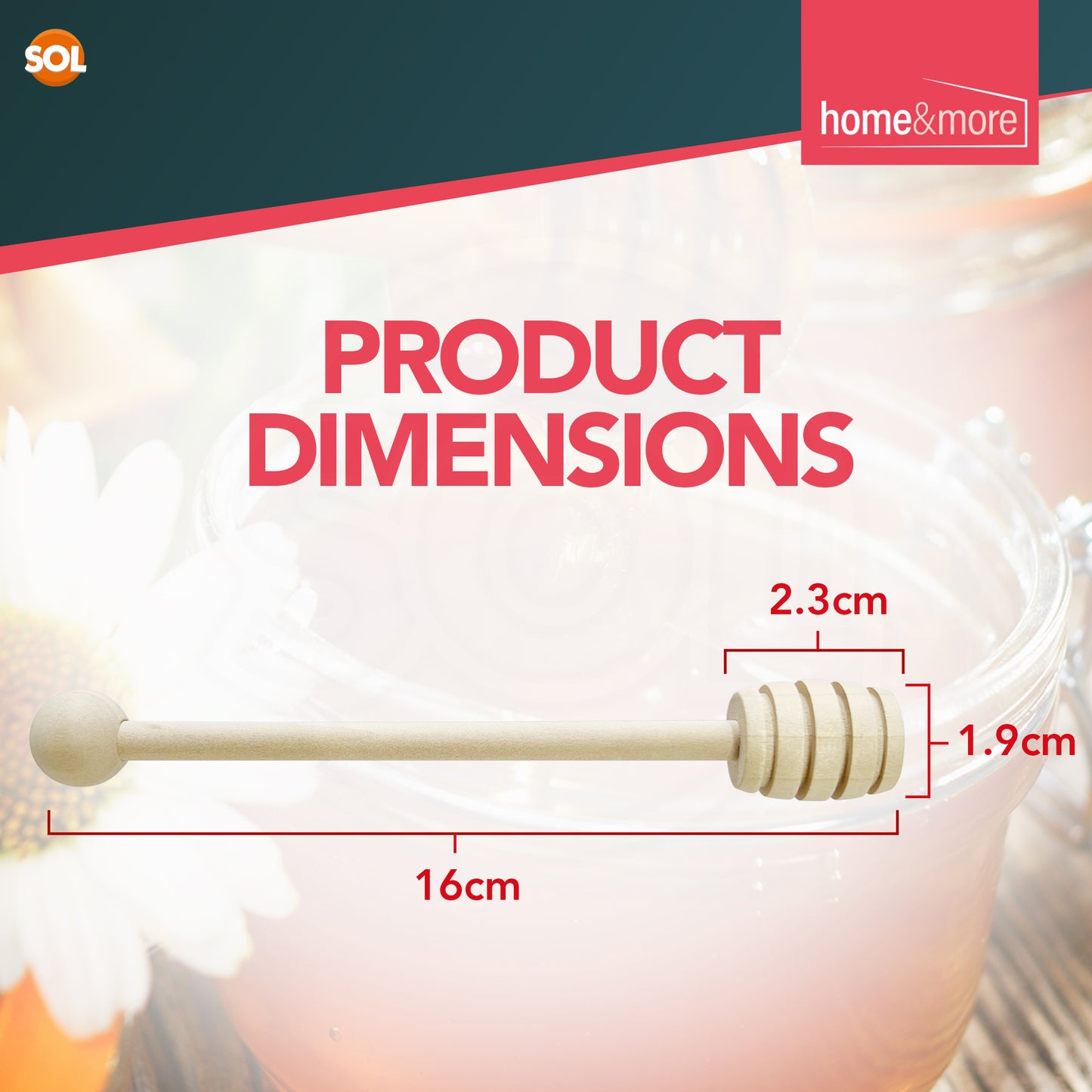 Wooden Honey Spoon 16cm Syrup Dipper Drizzler Stick | 2 Pack