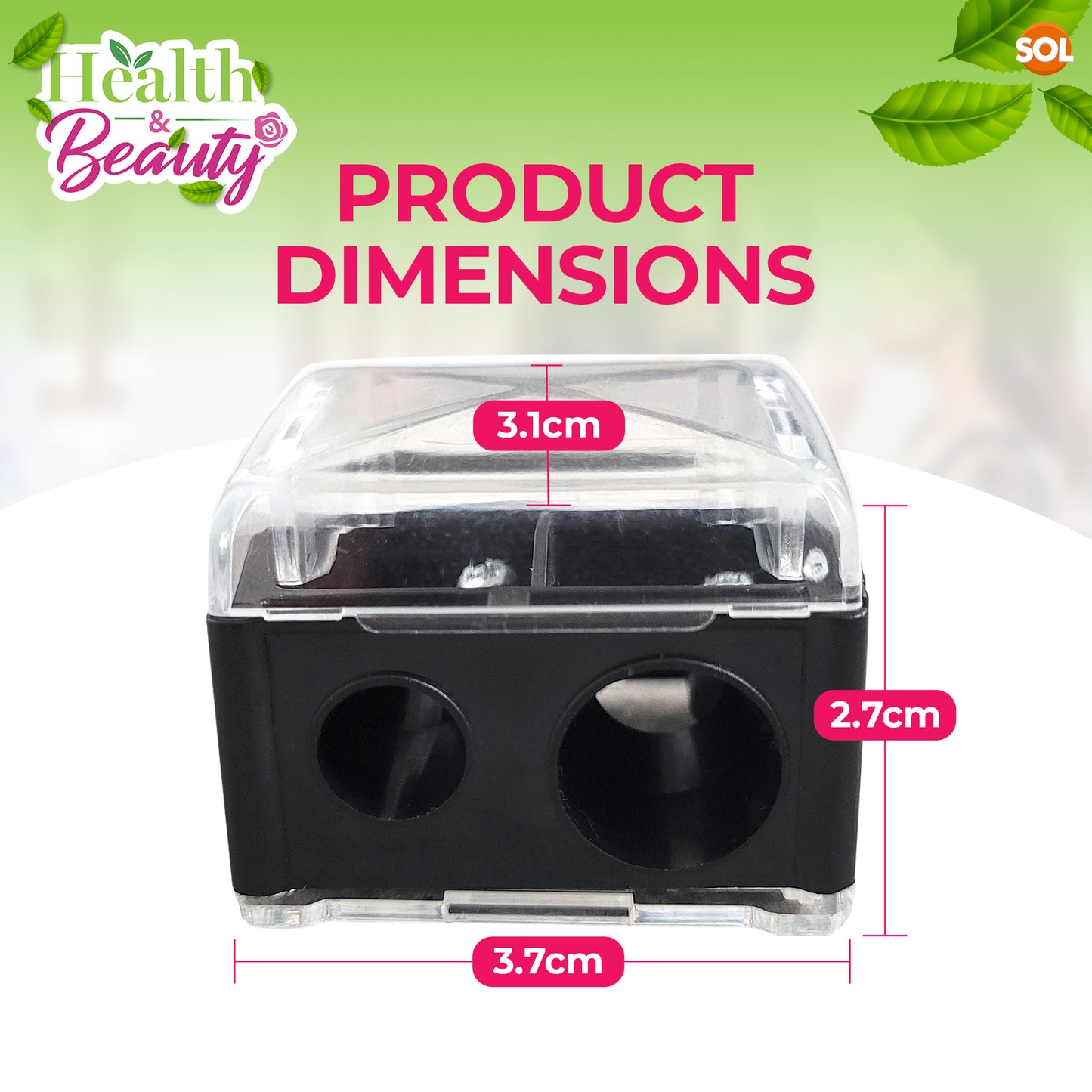 Make Up Pencil Sharpener Duo | Slim & Jumbo Cosmetic Fit | 2 Pack