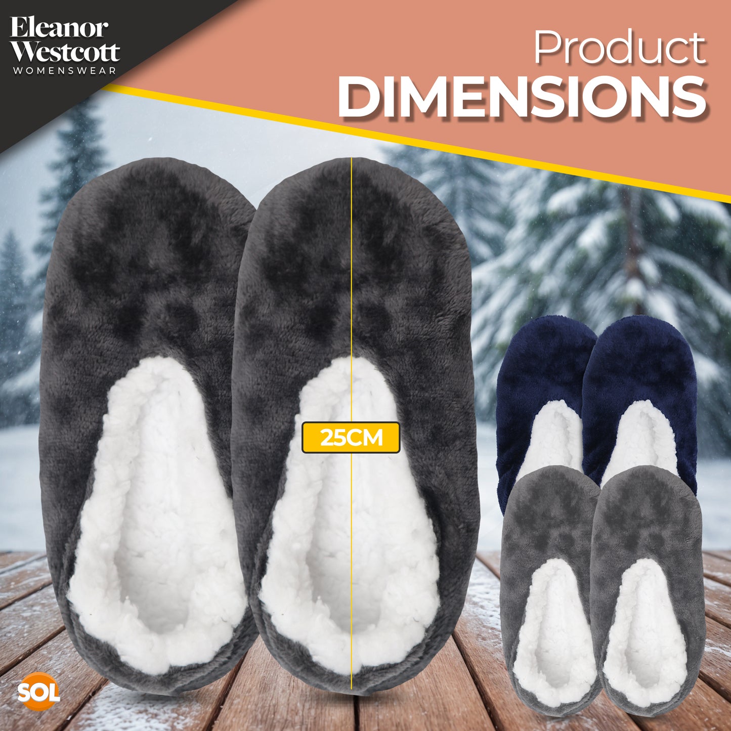 SOL Fluffy Women’s Slippers with Grippers - Super Soft Fleece Slippers for Women, 25cm - Warm and Cozy Petal Design, Soft Sole House Slippers for Comfort