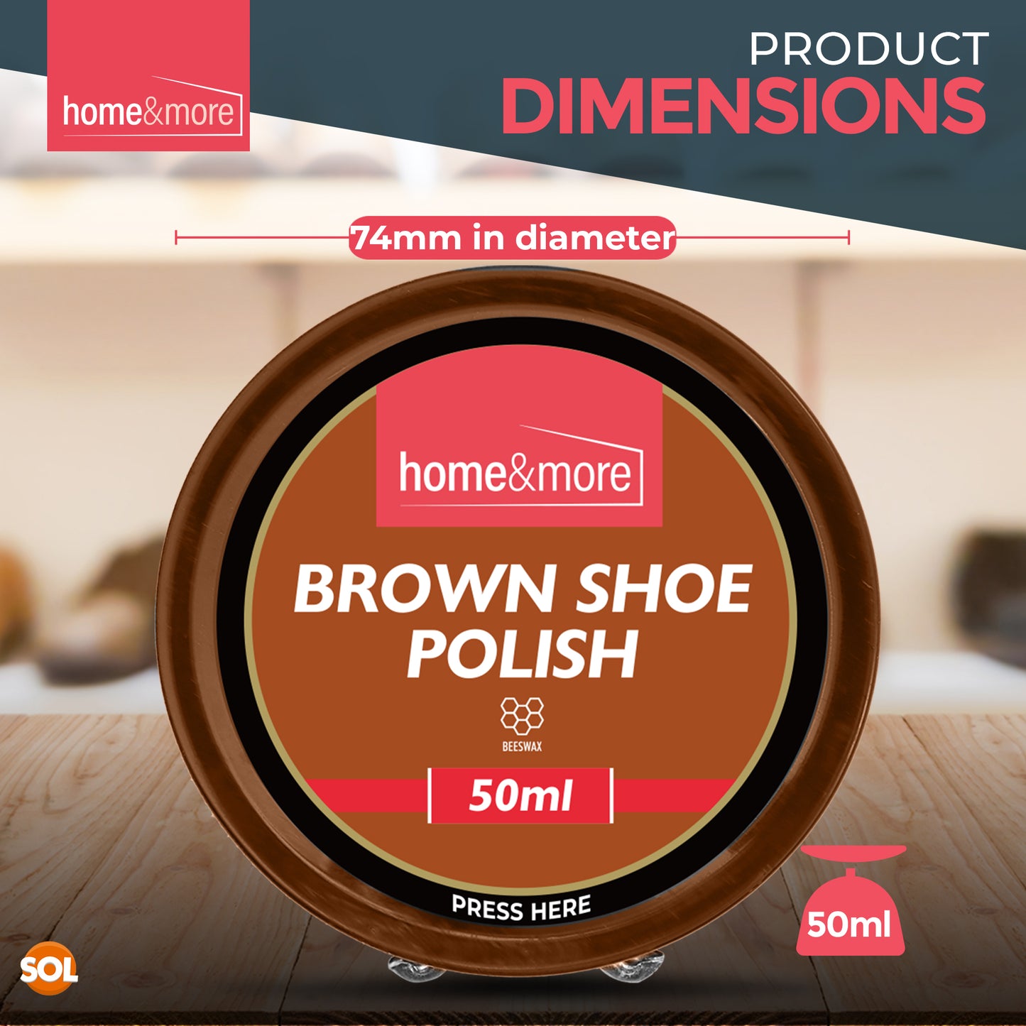 Wax Shoe Polish Brown 50ml Leather Boot Cleaner | 3 Pack