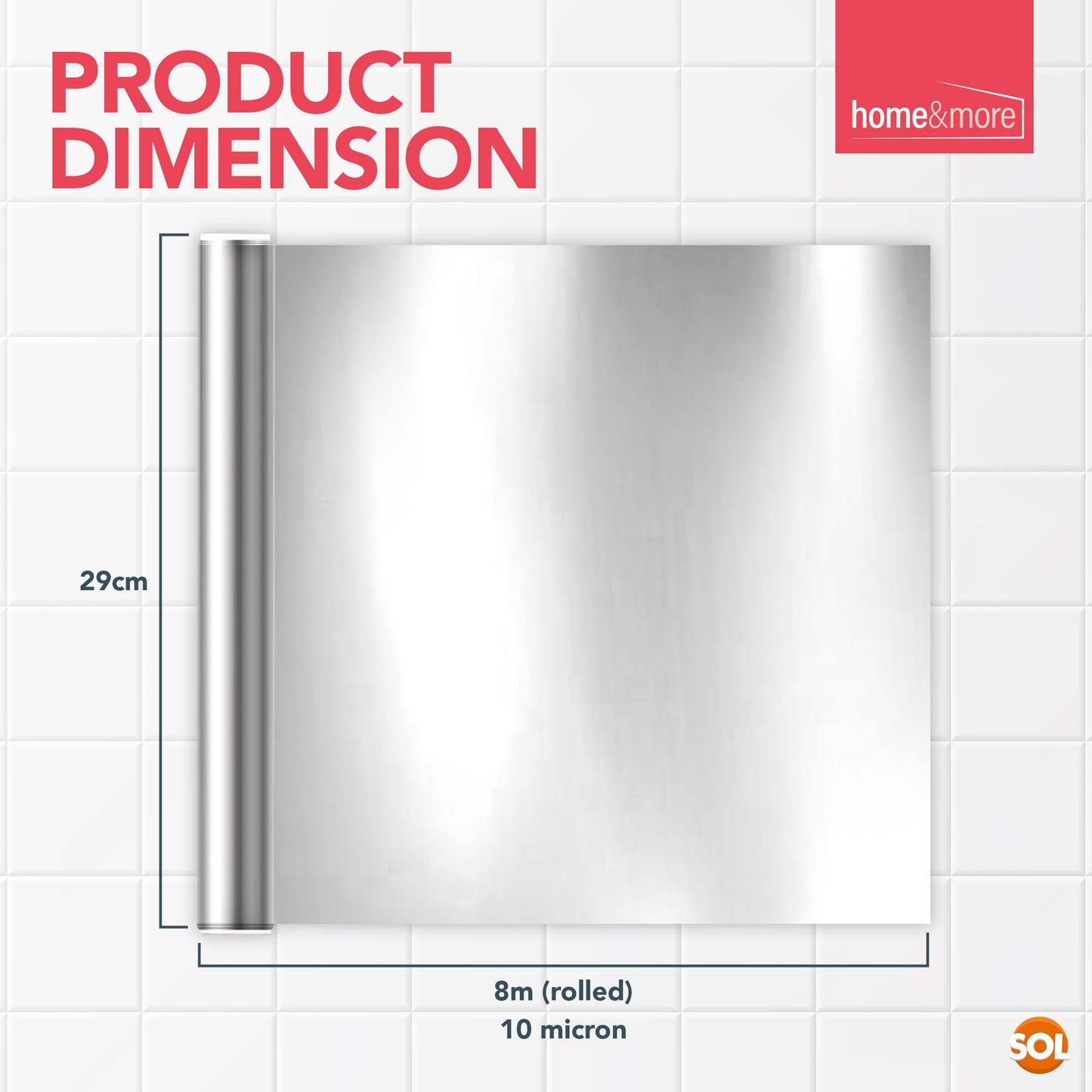 Tin Foil 8m x 29cm Non-Stick Aluminium | Wrapping BBQ | 12 Pack