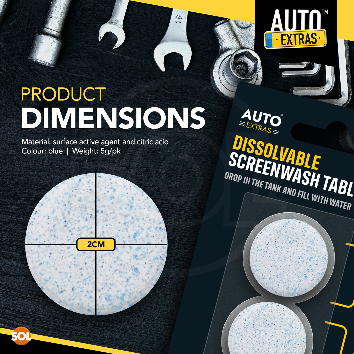 Dissolvable Screen Wash Tablets for Cars | Streak-Free Shine | 4 Pack