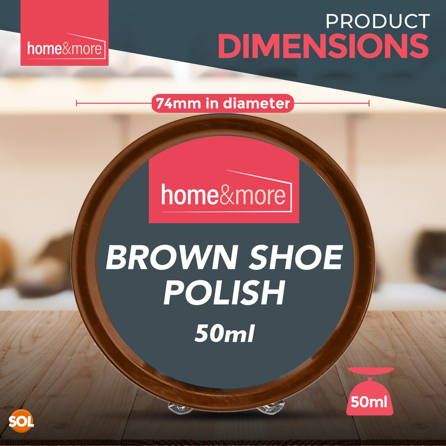 Wax Shoe Polish Brown 50ml | Leather Boot Cleaner | 6 Pack