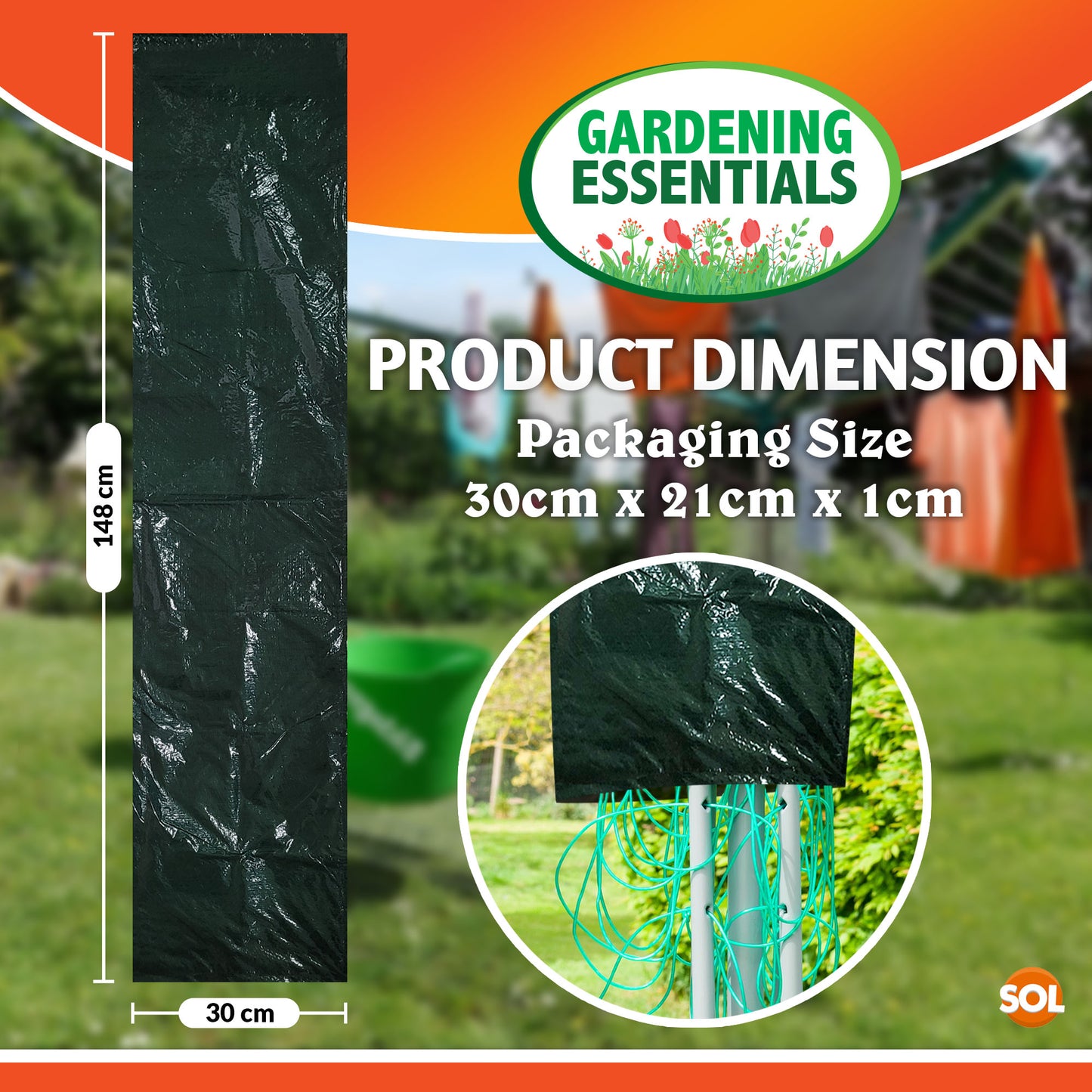 Rotary Washing Line Cover | Heavy Duty Waterproof Garden Parasol | Clothes Airer