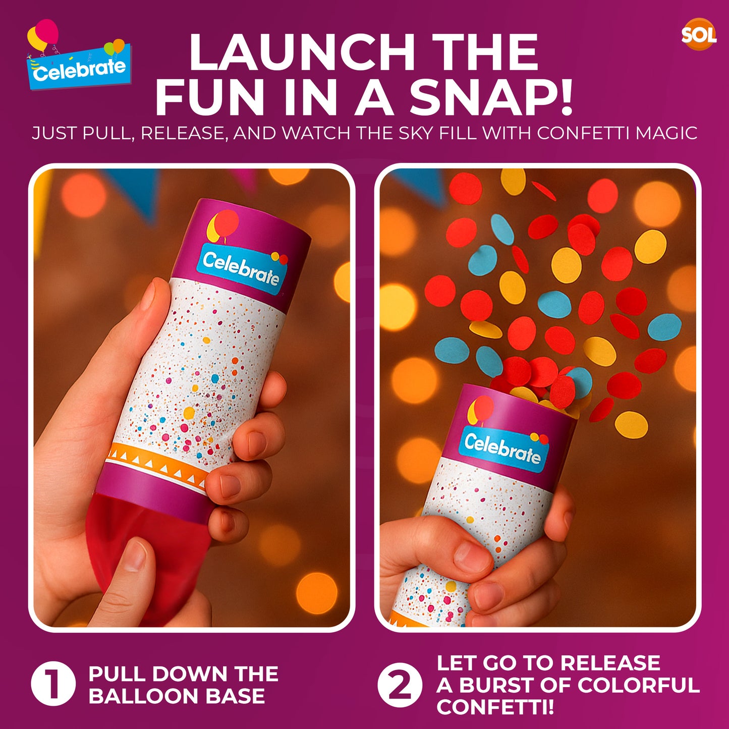 Confetti Cannons | Parties Weddings Birthdays Celebrations | 48 Pack