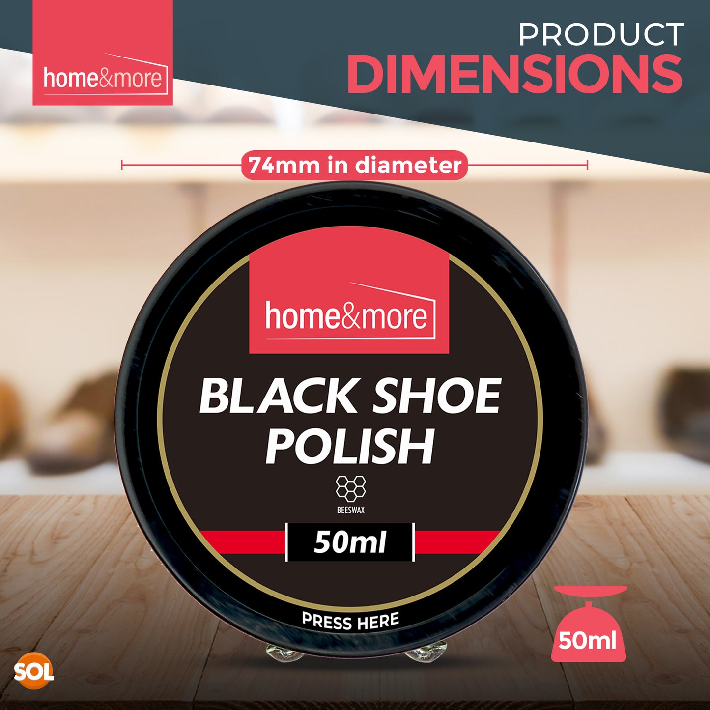 Wax Shoe Polish Black 50ml | Leather Boot Cleaner | 3 Pack