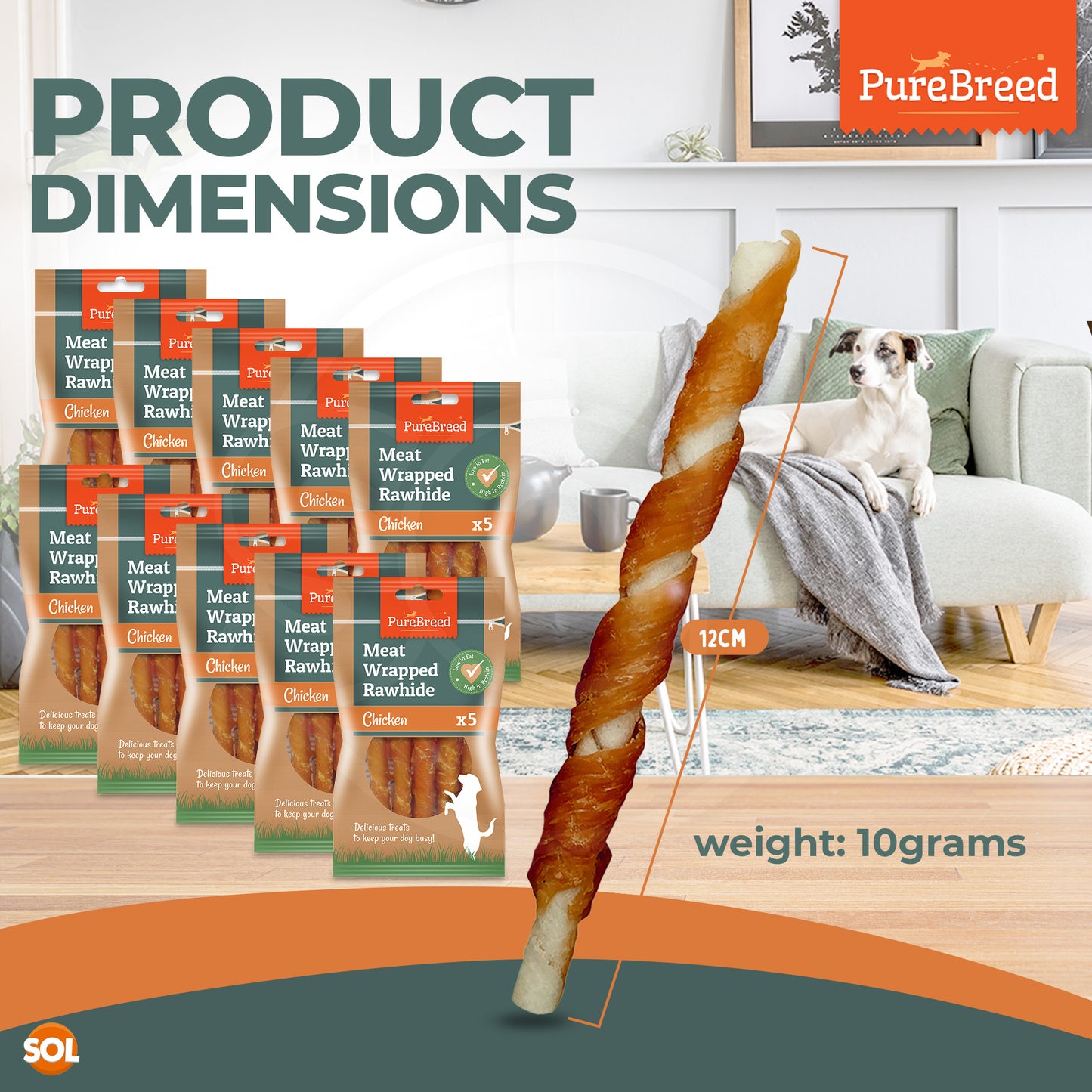 Dog Chews Rawhide Twists Wrapped in Chicken Healthy Treats | 50 Pack