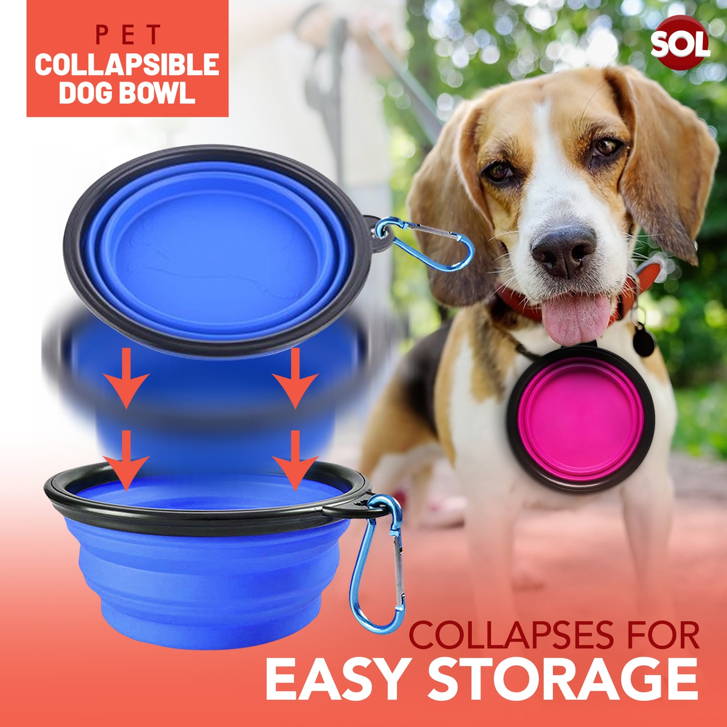 Collapsible Dog Bowls Silicone Travel Pet Dish – 2 Pack