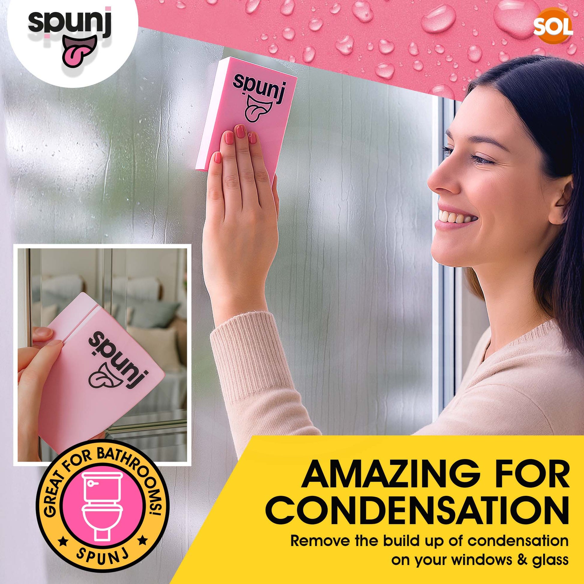 2X Spunj Cleaning Cloth Pink Sponge Huge Super Absorbent Kitchen Washing Car Pad